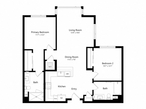a floor plan of a unit with a bedroom and a living room